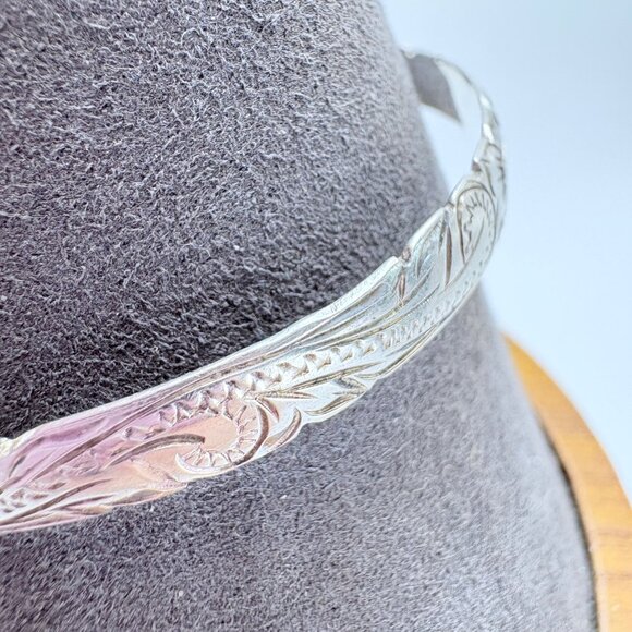 Sterling Silver 925 Scroll Floral Flower Design Bangle Bracelet Size 7.5" Fit - Picture 3 of 9